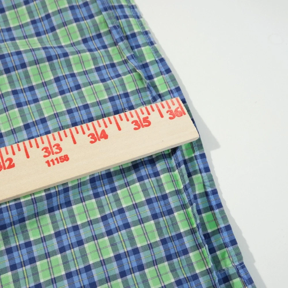 Ralph Lauren 3XB Big Button Down Shirt Green Blue Plaid Cotton Stretch Mens